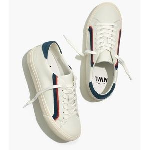 NWOT Madewell Sidewalk Low Top Sneaker In Recycled Blue Multi Red Striped 5.5